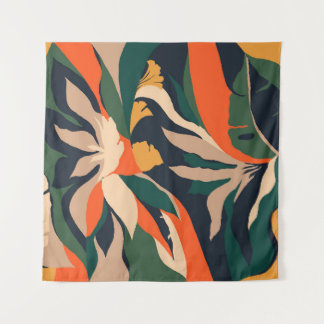 Tenture Modern exotic jungle plants illustration pattern. 