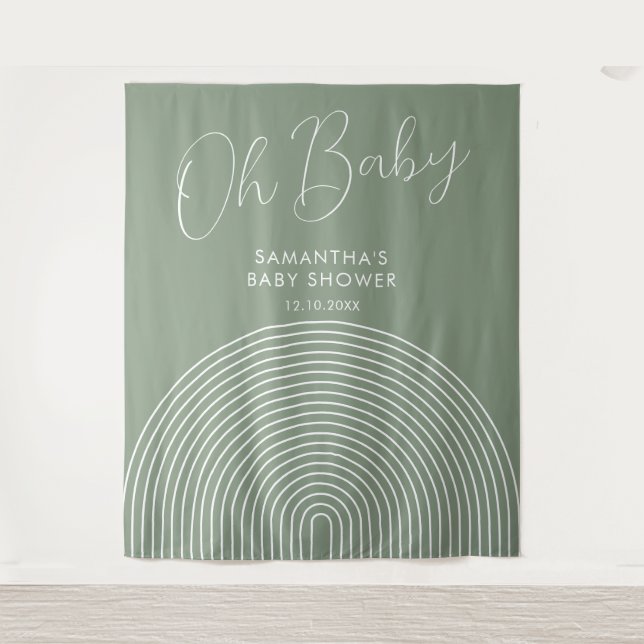 Tenture Modern Sage Green Baby Shower Backdrop (Devant)