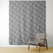 MODERNE Mandala PETITES LIGNES -Tapisserie EN GRAY