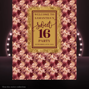 Tenture Moderne Sweet 16 Blush Burgundy Gold fond