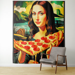 Tenture Moment de pizza de Mona Lisa Extra Grande Tapisser