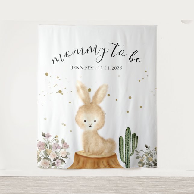 Tenture Mommy to be rabbit bunny backdrop (Devant)