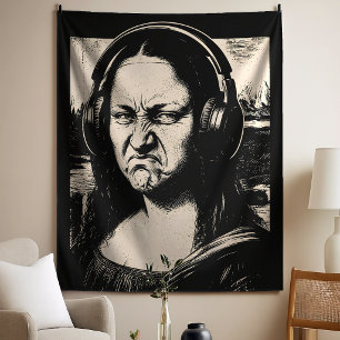 Tenture Mona Lisa Bass Face Amateurs de Musique Drôles DJs