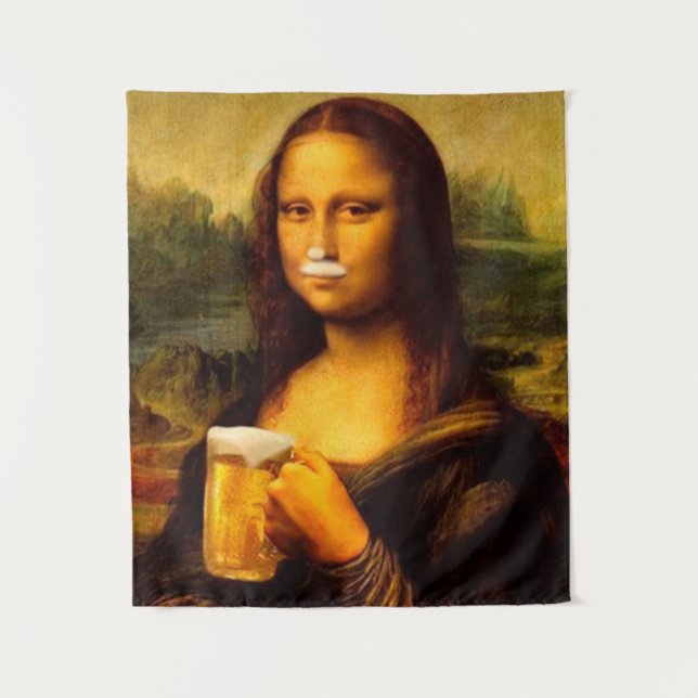 Tenture Mona Lisa buvant de la bière Amateurs de bière (Devant)