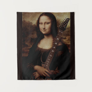Tenture Mona Lisa tenant une guitare (guitariste)