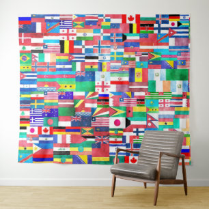 Tenture Monde des drapeaux