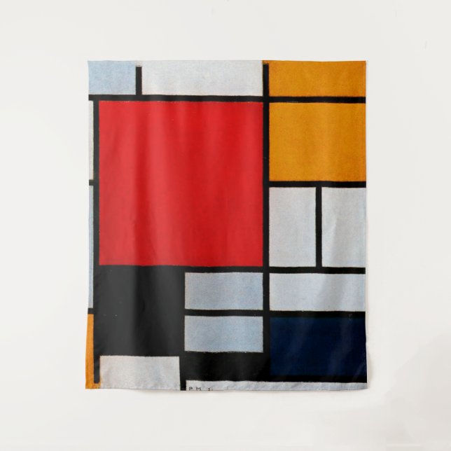 Tenture Mondrian - Composition avec grand plan rouge (Devant)