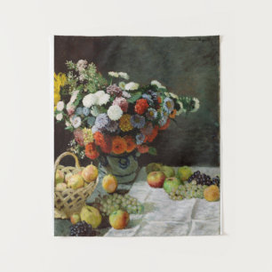 Tenture Monet Vintage vie morte avec fleurs et fruits