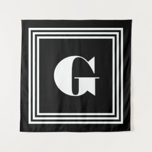 Tenture Monogramme 3 trames en gras   Noir et blanc