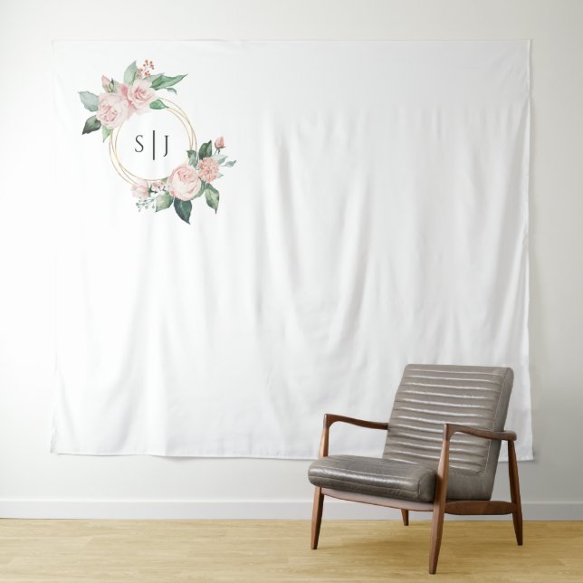 Tenture Monogramme blanc flou Mariage fond photo (En situation (horizontale))