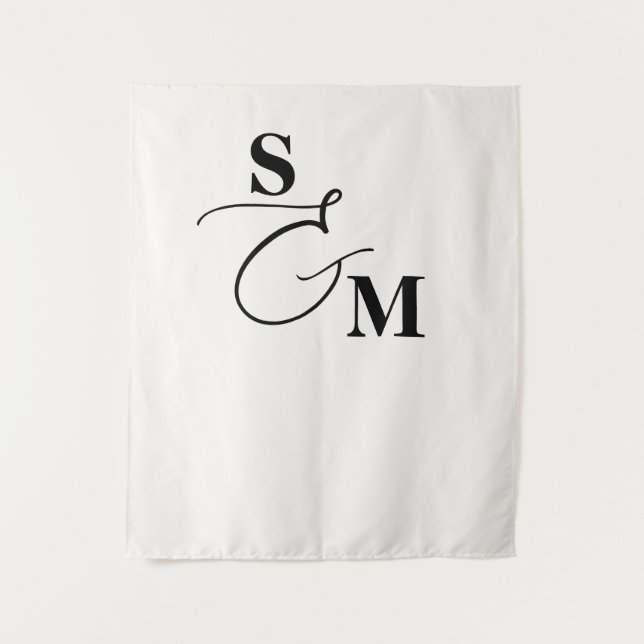 Tenture Monogramme Classique Mariage Ampersand Script Mode (Devant)