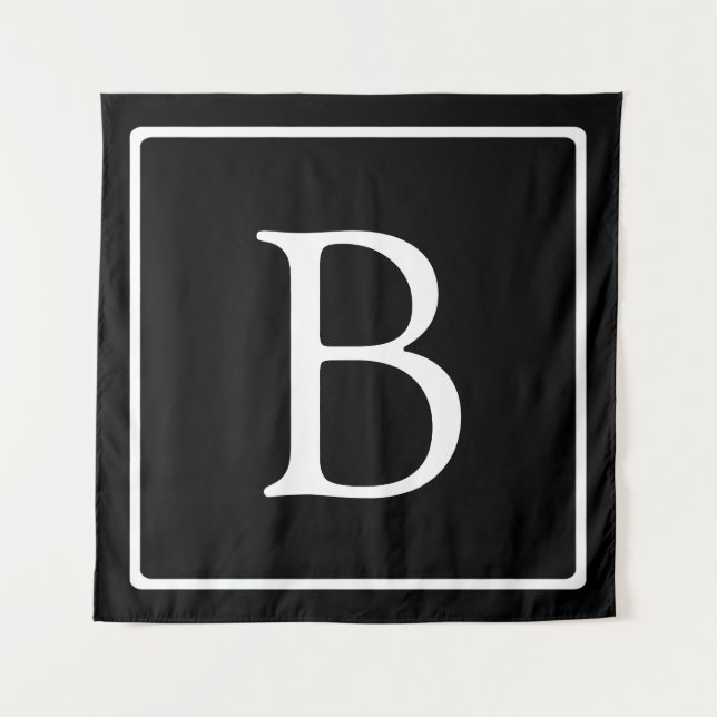 Tenture Monogramme classique simple | Texte noir et blanc (Devant)