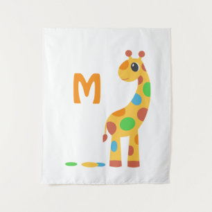 Tenture Monogramme de la Giraffe de dessin coloré