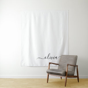 Tenture Monogramme de nom féminin de script moderne noir e