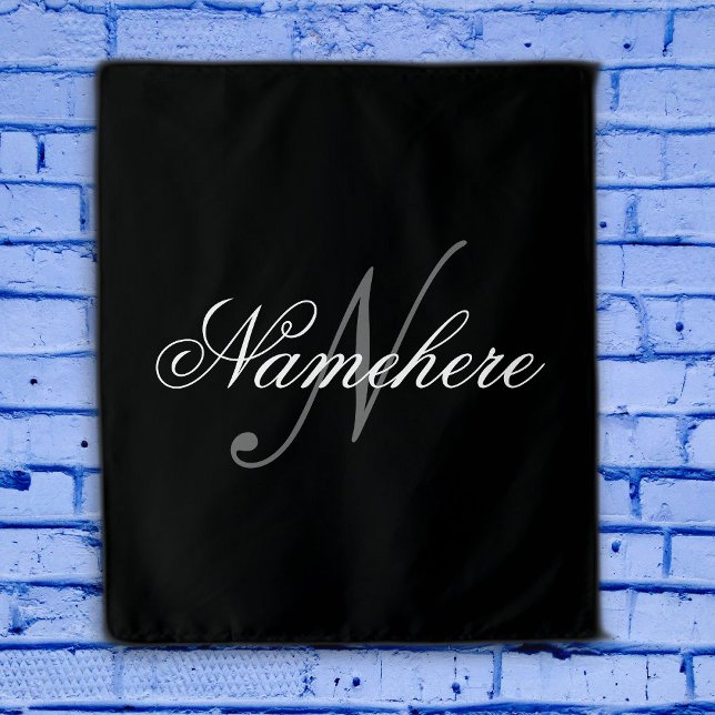 Tenture Monogramme de nom noir et blanc personnalisé uniqu (Créateur téléchargé)