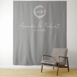 Tenture Monogramme Faux Feuilles Mariages