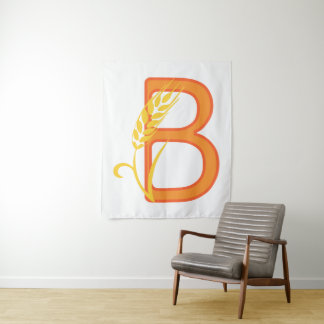 Tenture monogramme floral B lettre majuscule