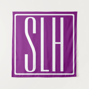 Tenture Monogramme Initiales 3 Modernes Gras Blanc & Vio