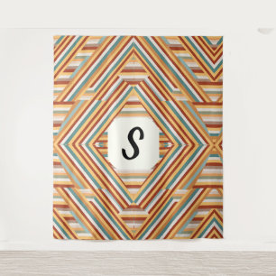 Tenture Monogramme personnalisé Moderne les années 70 géom