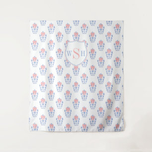 Tenture Monogramme rose bleu Baby shower fond photo