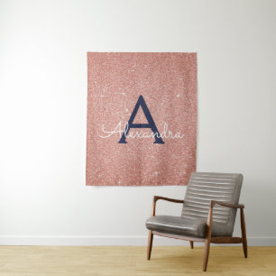 Tenture Monogramme Rose de Parties scintillant de la Blue