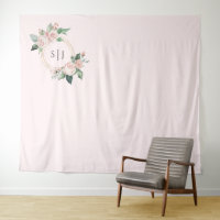 Monogramme rose flou bleu Mariage fond photo
