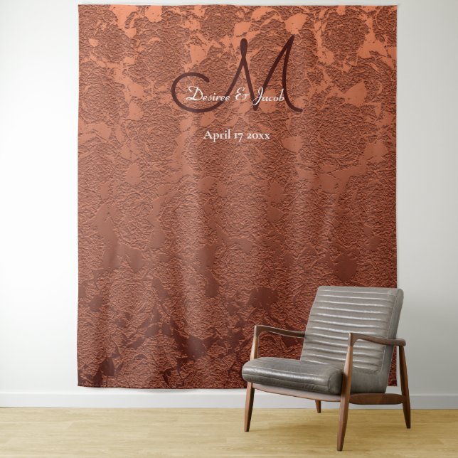 Tenture Monogramme Rustique Automne Terracotta Photo Booth (En situation)