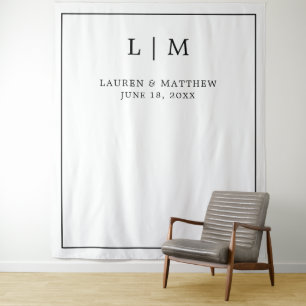 Tenture Monogramme simple noir et blanc Élégant mariage