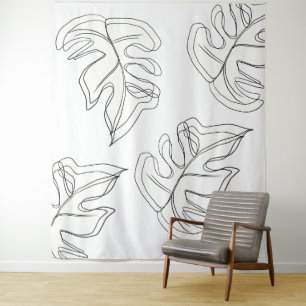 Tenture Monstera minimaliste Main Gesturer noir blanc