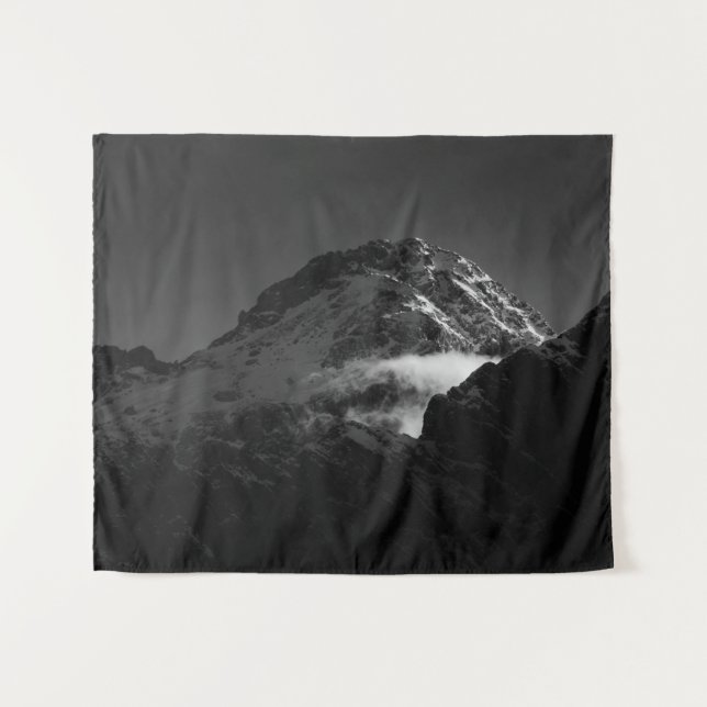 Tenture Montagne enneigée blanche et noire (Devant (Horizontal))