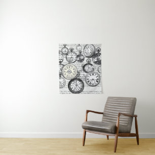 Tenture Montre de poche victorienne Alice au pays des merv