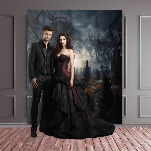 Tenture Moody Gothic Autumn Moonlit Graveyard XLarge