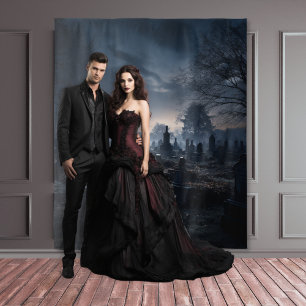 Tenture Moody Gothic Haunted Moonlit Graveyard XLarge