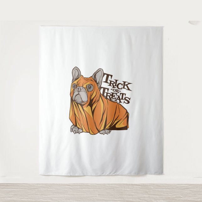 Tenture Mops d'Halloween (Devant)