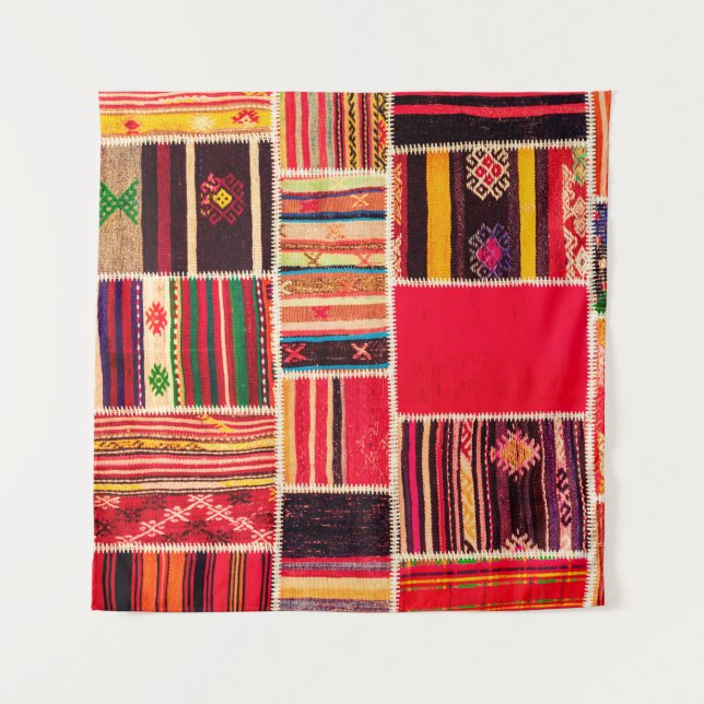 Tenture Moquette turque patchwork fait main. Patchwork Pat (Devant)