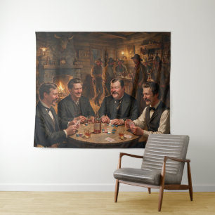 Tenture Morgan Wyatt Virgil Earp Doc Holiday Jouant au Pok