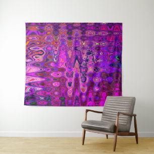 Tenture Mosaïque Abstraite Rose et Violet Ondulé Rétro