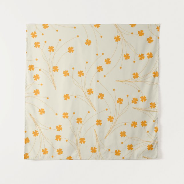 Tenture Motif à fleurs les années 70 beige orange rétro Y2 (Devant)