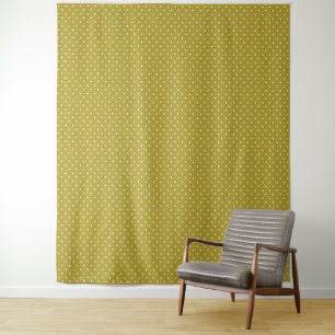 Tenture Motif à pois blancs sur fond jaune moutarde