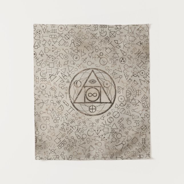 Tenture Motif alchimique 3 du symbole en pierre du (Devant)
