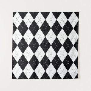 Tenture Motif argyle sans couture en noir et blanc. Géomét