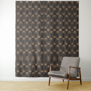 Tenture Motif Art Déco avec motifs floraux dorés