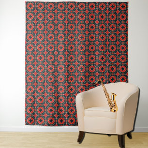 Tenture motif art déco en rouge et noir
