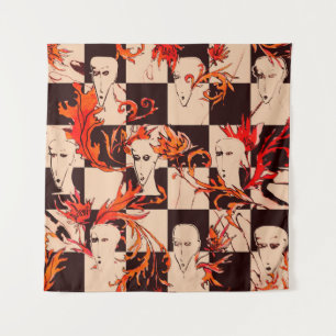 Tenture Motif avant-gardiste sans couture avec visages et