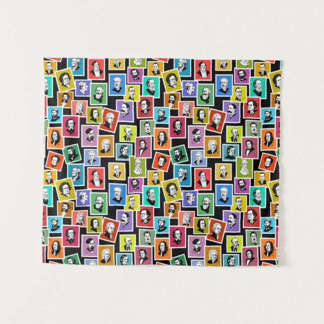 Tenture Motif avec portraits des plus grands compositeurs (Devant (Horizontal))