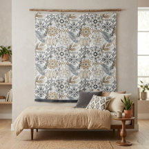 Motif Bohème Botanique Gris Terre Cuite Clair