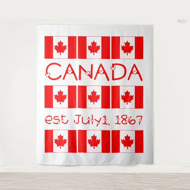 Tenture Motif canadien de la feuille d'érable rouge Fête d (Devant)