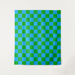 Tenture Motif chèque À damiers bleu vert