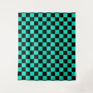 Tenture Motif chèque À damiers noir vert