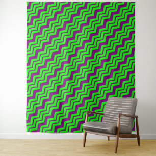 Tenture Motif chevron zigzag vert violet